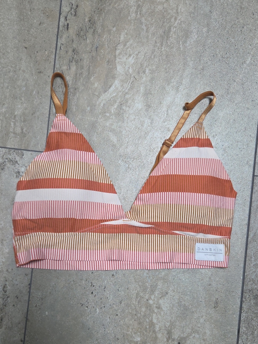 - Danskin Pink and Rust Striped Camisole Bralette